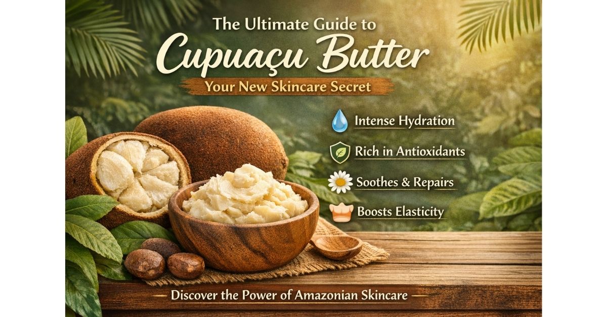 Raw Cupuaçu Butte in a jungle. delivers deep hydration, antioxidant protection, and a silky skin feel