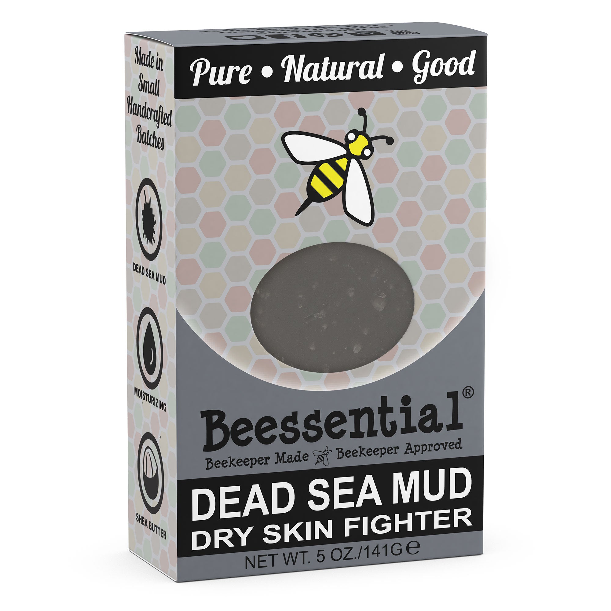 Beessential Dead Sea Mud Mineral rich, deloxying bar soap.