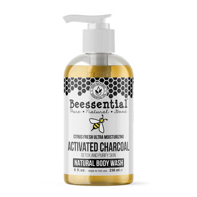 Beessential Activated Charcoal Body Wash. 
essential oil fragrance
Coconut, Olive, and Hemp Oil.