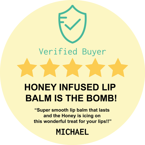 Beessential Natural Beeswax Honey Lip Balm with propolis and natural honey flavor. Free from artificial additives.