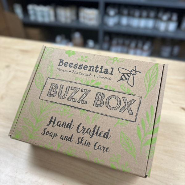 Beessential Queen Bee Mother’s Day Gift Set with body wash, foaming hand soap, cream, tea, and honey