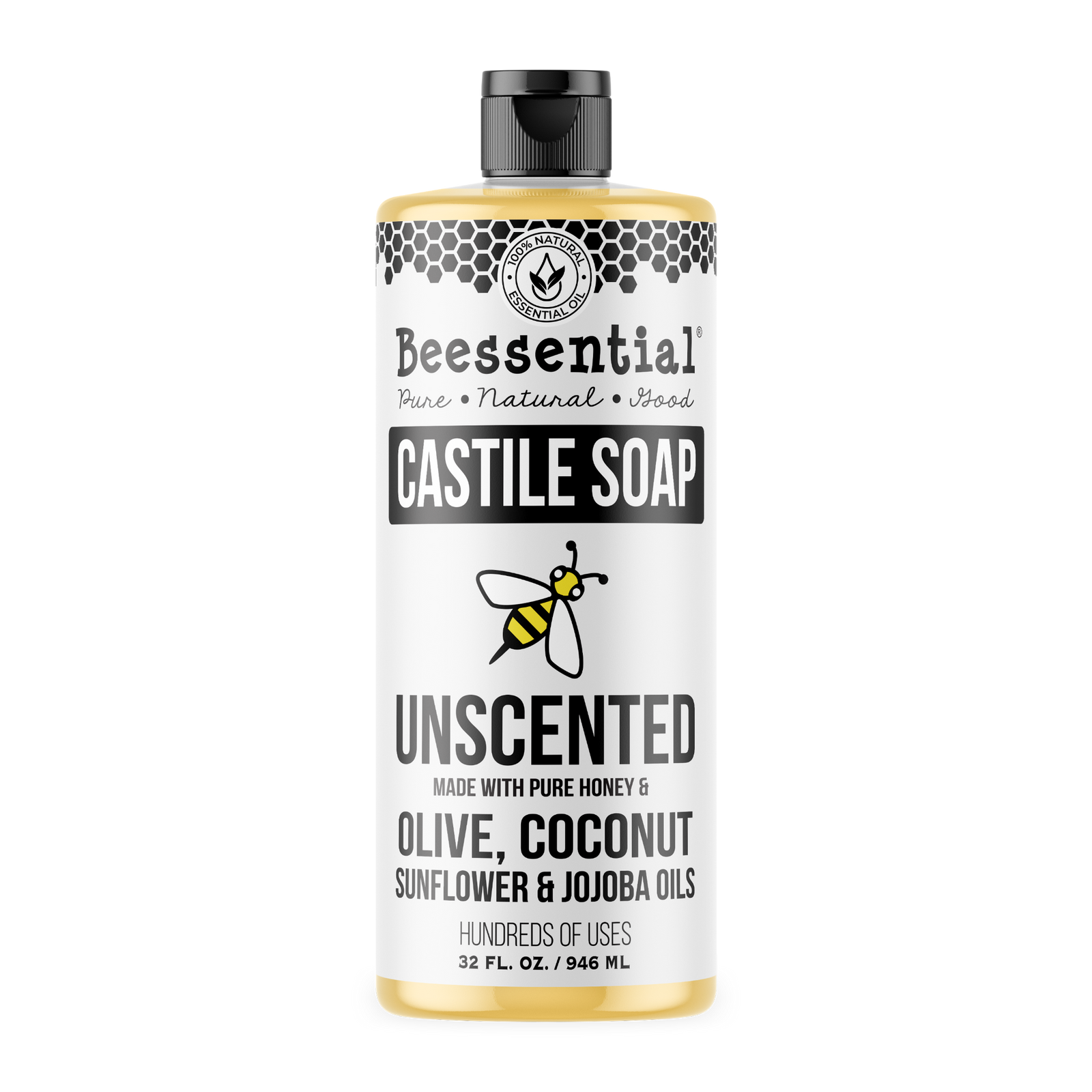 Beessential Unscented Castile Soap – Pure, gentle, and fragrance-free for a soothing, all-natural clean.