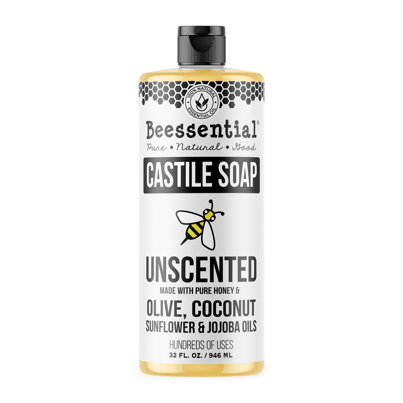 Beessential Unscented Castile Soap – Pure, gentle, and fragrance-free for a soothing, all-natural clean.