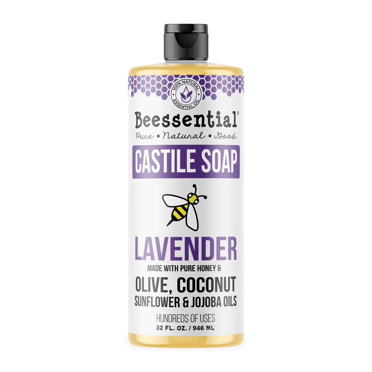Beessential Lavender Castile Soap with lavender,  plant-based soap for skin, hair, and home.
