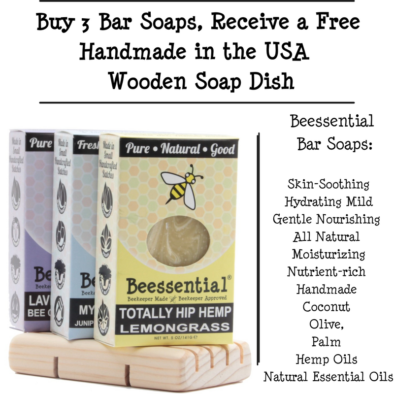 Buy 3 Beessential Bar Soaps, Get a Free Wooden Soap Dish