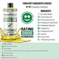 Feel fresh with Beessential Peppermint Castile Soap – Gentle, moisturizing, and infused with pure peppermint oil