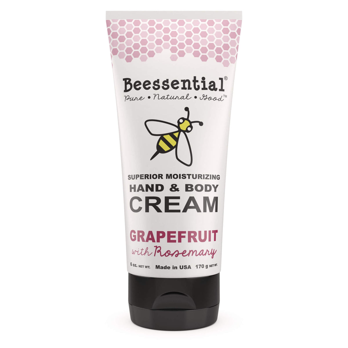 Beessential Grapefruit Rosemary Moisturizer tube - Invigorating citrus and herbal scent for dry skin care.
