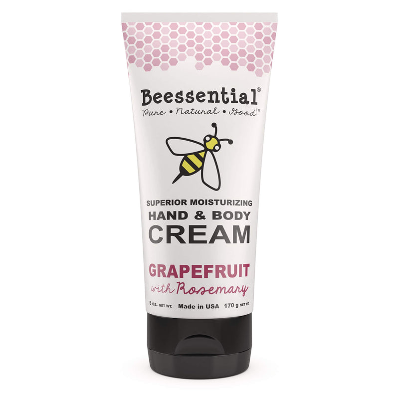 Beessential Grapefruit Rosemary Moisturizer tube - Invigorating citrus and herbal scent for dry skin care.