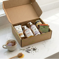Open Queen Bee Gift Set by Beessential with natural honey skincare products, including foaming soap and body cream in a ready-to-gift box