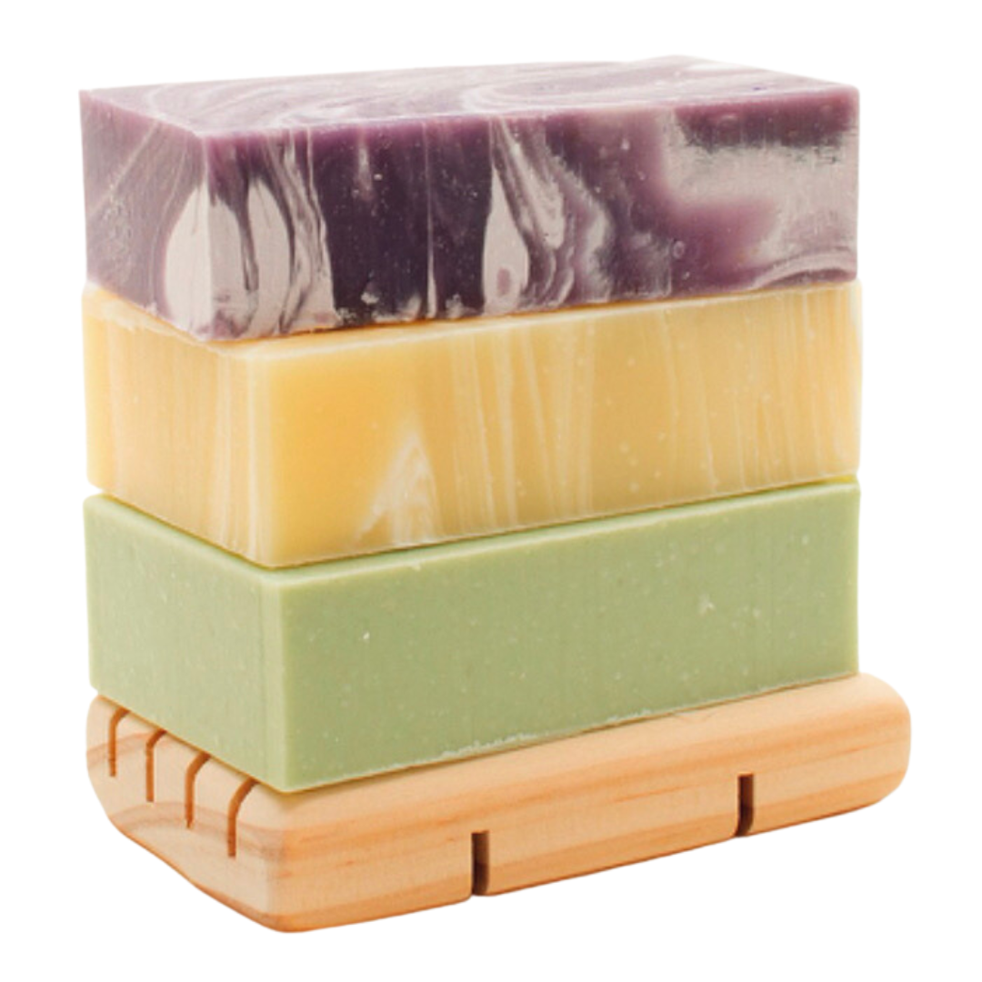 Buy 3 Natural Handmade Beessential Bar Soaps, Receive a Free Soap dish made in the USA