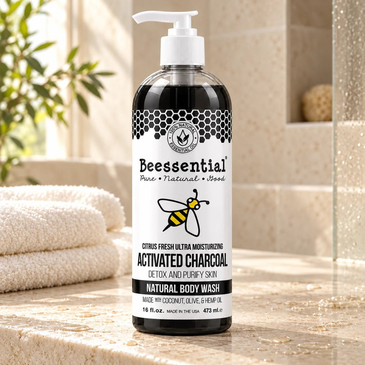 Activated Charcoal Body Wash - Detox & Hydrate - Beessential