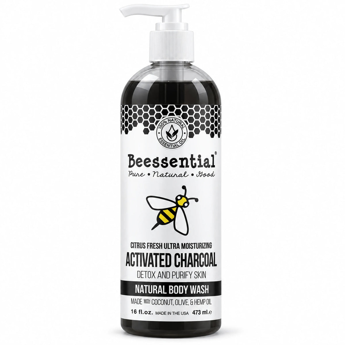 Activated Charcoal Body Wash - Detox & Hydrate - Beessential
