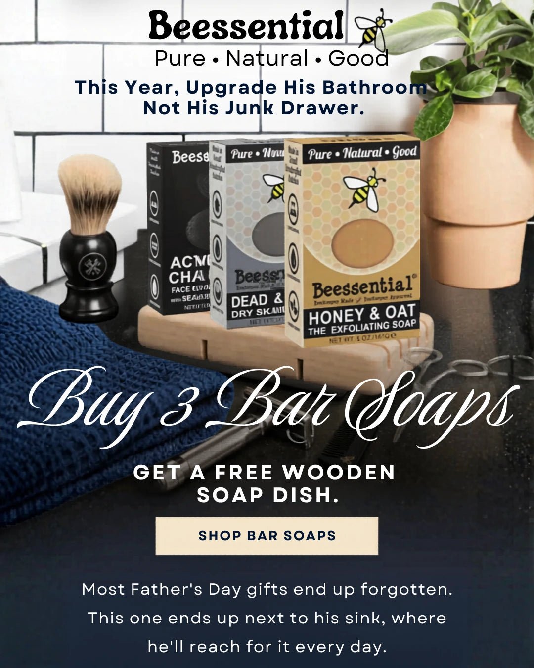 Buy 3 Beessential Bar Soap, Receive a Free Wooden Soap Dish - Beessential