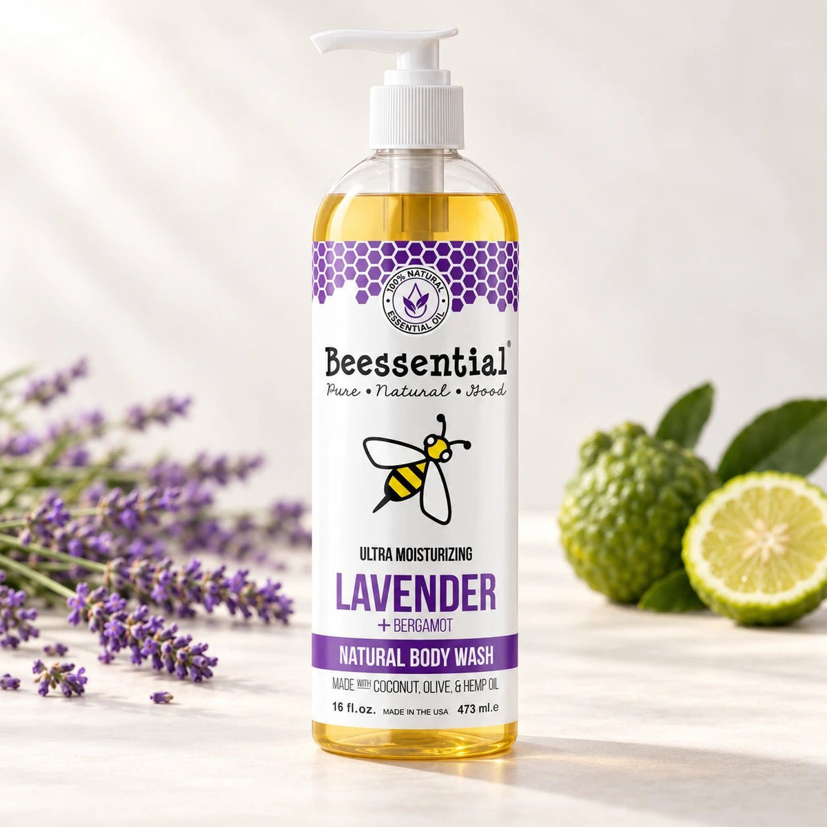 Lavender Bergamot Body Wash – Natural & Nourishing - Beessential
