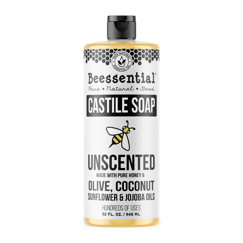 Unscented Castile Liquid Soap is a concentrated, fragrance-free liquid Castile soap made with olive, coconut, sunflower, and jojoba oils