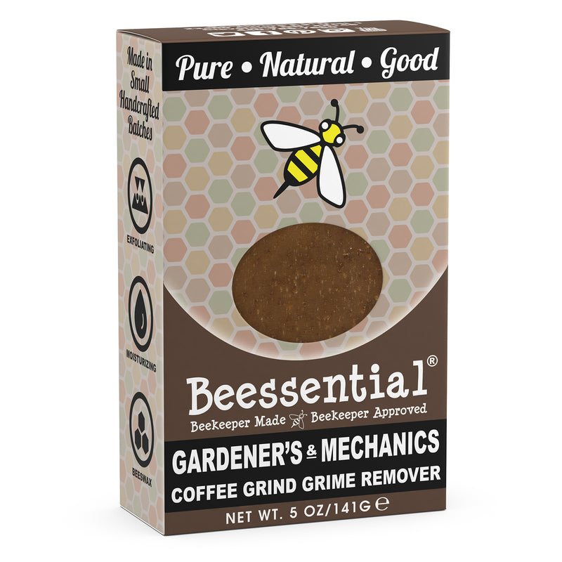 Beessential Coffee Mechanic's & Gardener's Bar Soap – Exfoliating All-Natural Soap for Tough Hands, Coffee and Citrus Scent