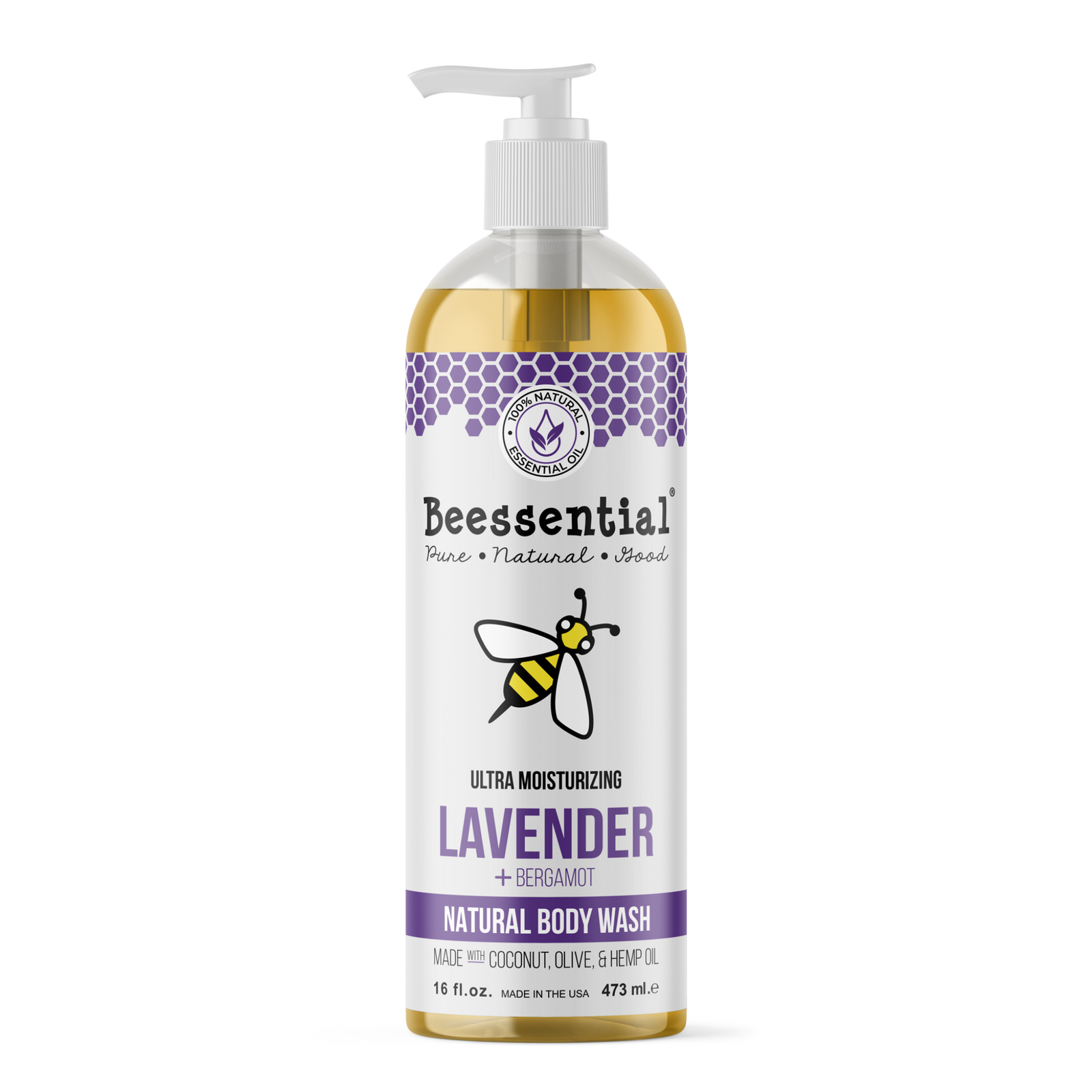 16 oz Beessential Lavender Natural Body Wash with soothing ingredients