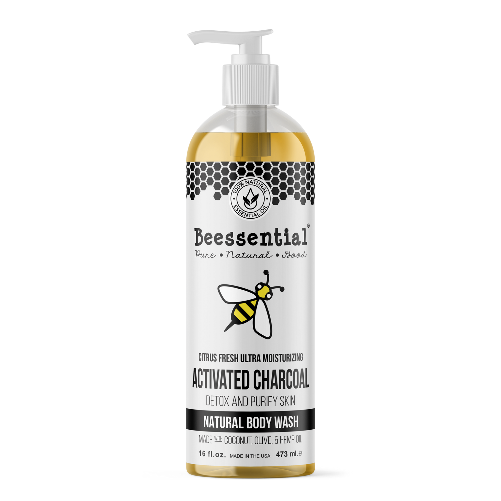 16 oz bottle of Activiated Characoal Body Wash, detox and purifying