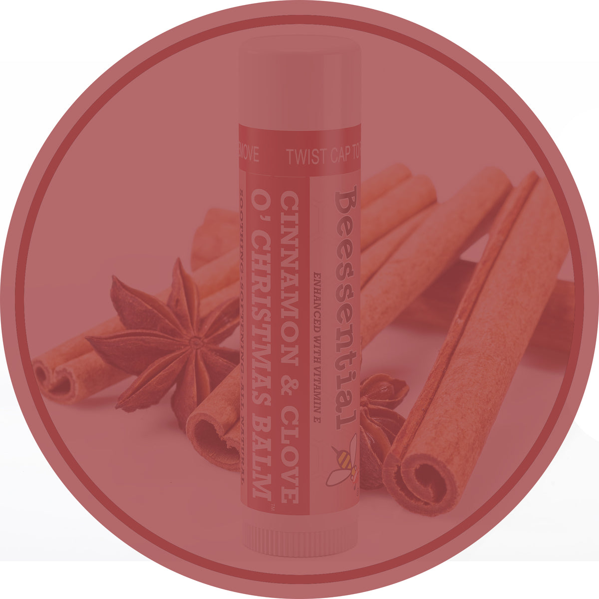 Beessential O'Christmas Balm – Cinnamon and Clove Lip Balm, All-Natural Moisturizing Lip Care for the Holidays