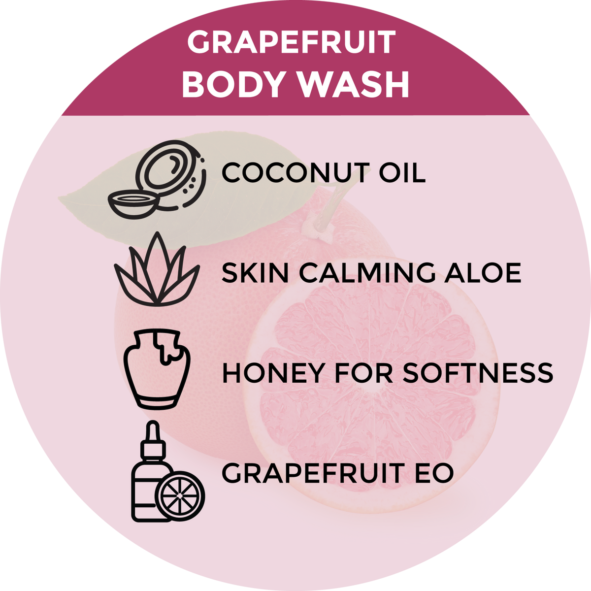 8 oz Beessential Grapefruit Body Wash made with aloe and honey, offering a fresh, citrus-infused cleanse