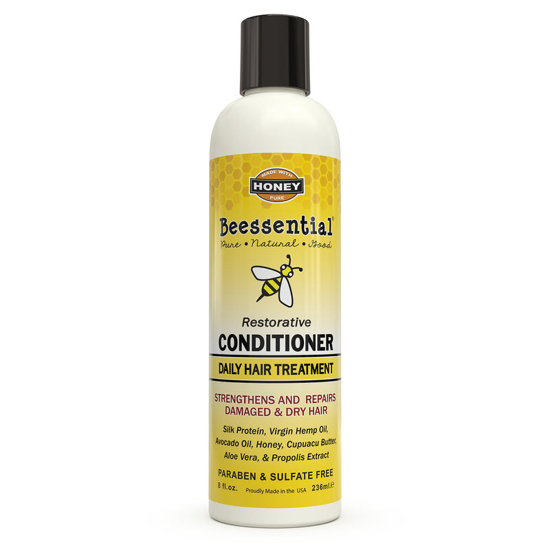 Honey Conditioner with Honey, Avocado, and Virgin Hemp Oils for healthy, shiny hair.
