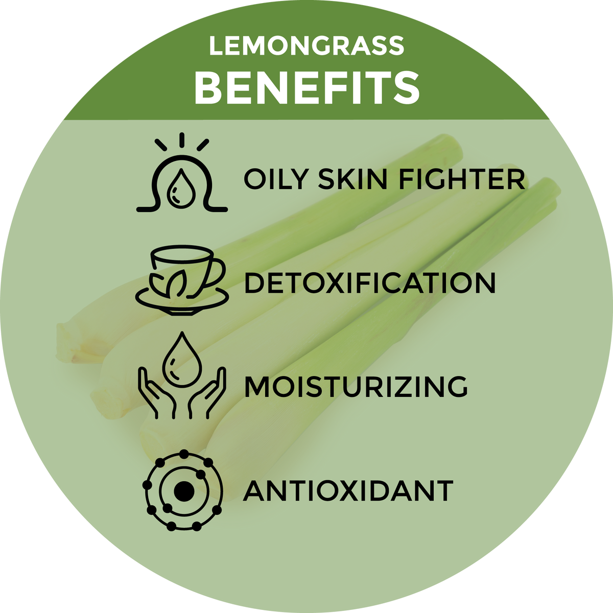Infographic of the natural ingredients in Beessential Lemongrass Foaming Hand Soap.