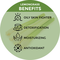 Infographic of the natural ingredients in Beessential Lemongrass Foaming Hand Soap.