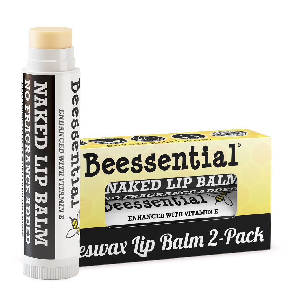 2-pack of Beessential Naked Unscented Lip Balm for pure, natural hydration.