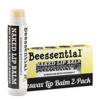 2-pack of Beessential Naked Unscented Lip Balm for pure, natural hydration.