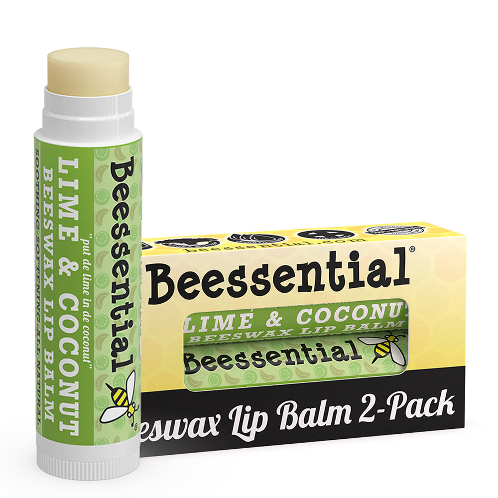 Beessential Coconut Lime Lip Balm tube - Natural hydrating formula for soft lips.