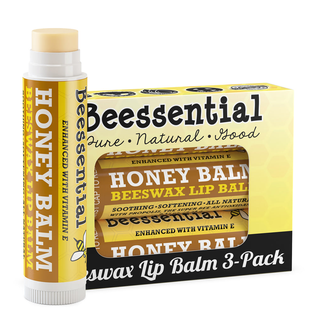 3-Pack Natural Beeswax Honey Lip Balm