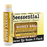 3-Pack Natural Beeswax Honey Lip Balm