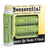 Beessential Coconut Lime Lip Balm 4-pack - Bulk value for natural lip hydration.
