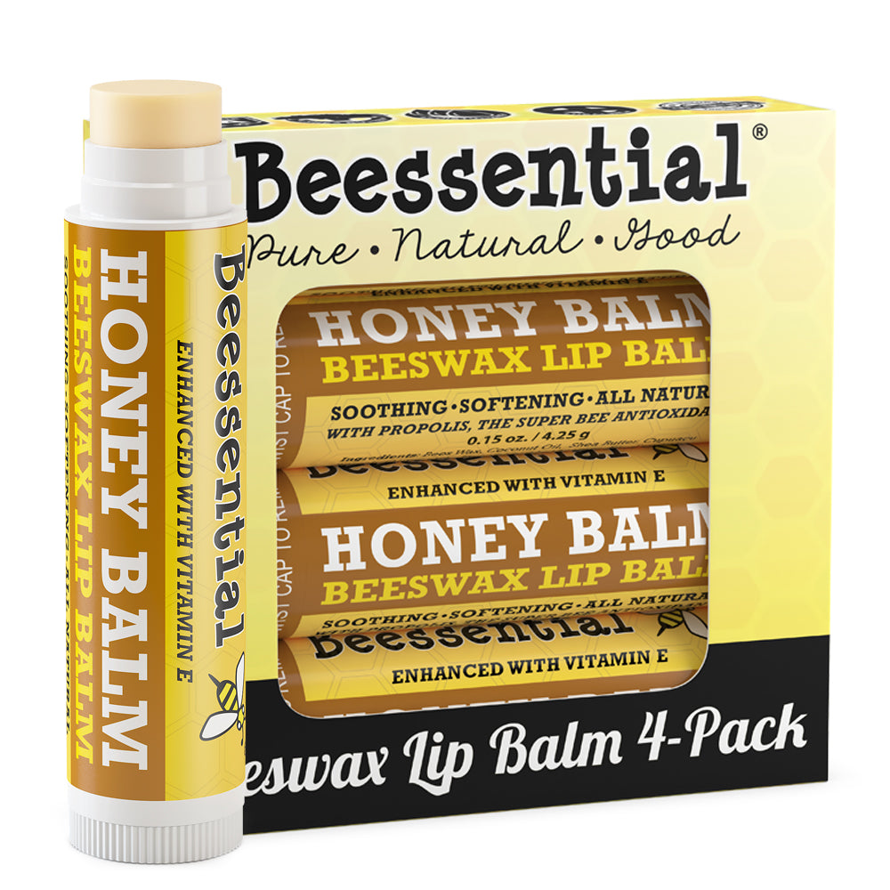 4-Pack Natural Beeswax Honey Lip Balm