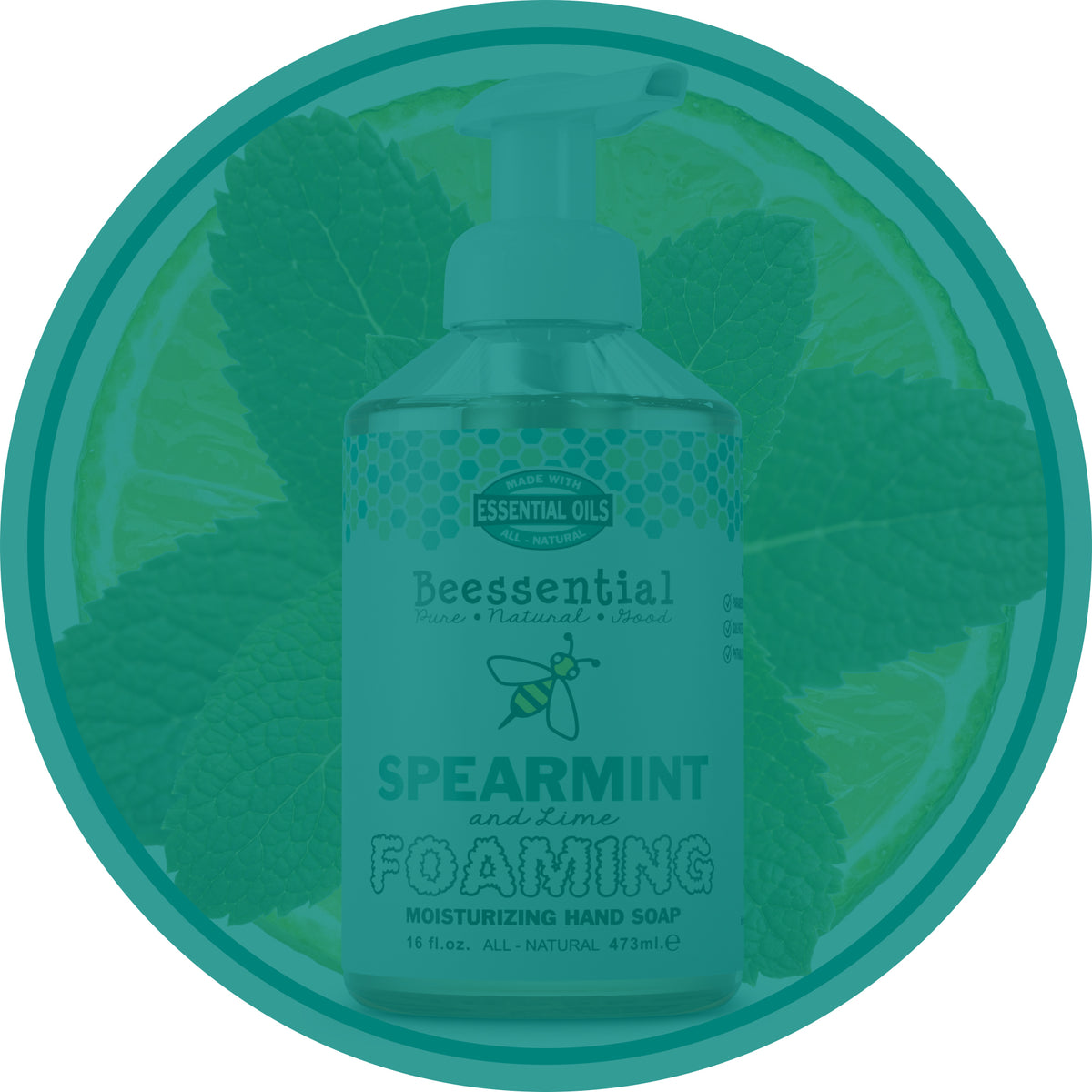 Spearmint Lime Foaming Soap bottle with pump