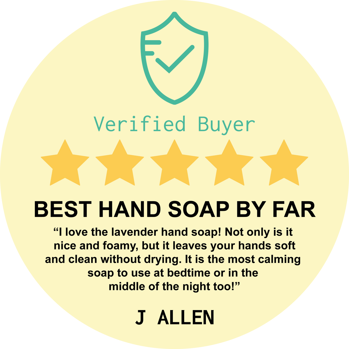 Verified Buyer review for Beessential Lavender and Bergamot Foaming Hand Soap - Rated 5 stars for its soothing scent.