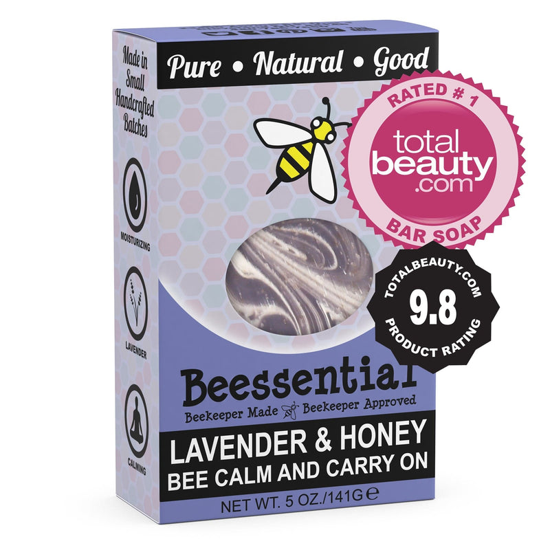 Handmade Lavender & Honey Soap is a natural bar soap with a calming lavender scent and a creamy, comforting lather
