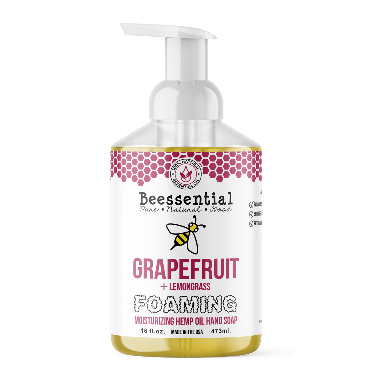 Grapefruit with Lemongrass Foaming Hand Soap - Refreshing & Zesty - Beessential